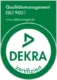 DEKRA zertifiziert: Qualitätsmanagement nach ISO 9001 Grünes DEKRA-Siegel für zertifiziertes Qualitätsmanagement nach ISO 9001